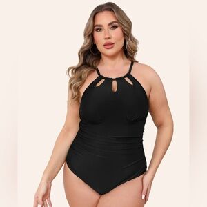 Women's One‎ Piece Swimsuit High Neck Tummy Control Swimwear Bathing Suit NWT